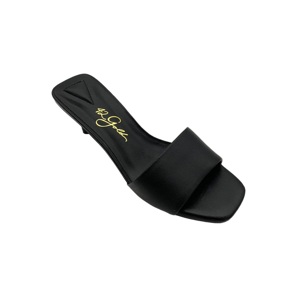 42 GOLD Women's Lilith Slip-On Heeled Faux Leather Sandal Black - Medium